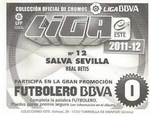 2011-12 Panini Este Spanish LaLiga Stickers #108 Salva Sevilla Back