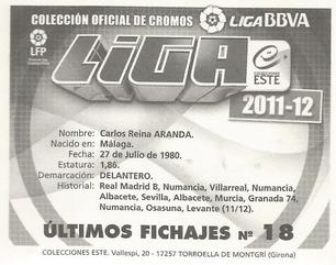 2011-12 Panini Este Spanish LaLiga Stickers - Ultimos Fichajes #18 Carlos Aranda Back