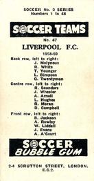 1958-59 Soccer Bubble Gum Soccer Teams #47 Liverpool Back