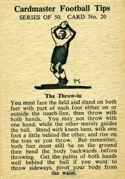 1958 Master Vending Cardmaster Football Tips #20 Ray Barlow Back