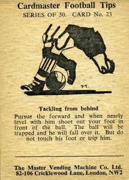 1958 Master Vending Cardmaster Football Tips #23 Tom Finney Back