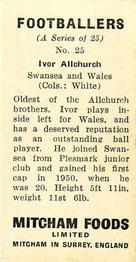 1956 Mitcham Foods Footballers #25 Ivor Allchurch Back
