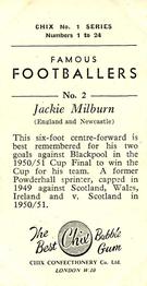 1955 Chix Confectionery Famous Footballers #2 Jackie Milburn Back