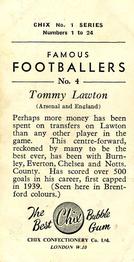 1955 Chix Confectionery Famous Footballers #4 Tommy Lawton Back