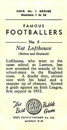 1955 Chix Confectionery Famous Footballers #5 Nat Lofthouse Back