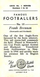 1955 Chix Confectionery Famous Footballers #15 Frank Brennan Back