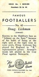 1955 Chix Confectionery Famous Footballers #42 Doug Lishman Back