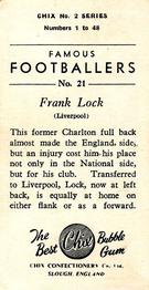 1956-57 Chix Confectionery Famous Footballers #21 Frank Lock Back