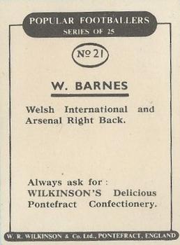 1952 W.R. Wilkinson Popular Footballers #21 Walley Barnes Back