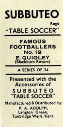 1954 P.A. Adolph (Subbutteo) Famous Footballers #19 Eddie Quigley Back