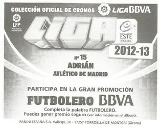 2012-13 Panini Este Spanish LaLiga Stickers #15 Adrian Lopez Back