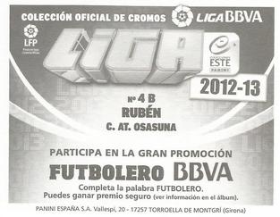 2012-13 Panini Este Spanish LaLiga Stickers #4B Ruben Gonzalez Back