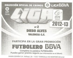 2012-13 Panini Este Spanish LaLiga Stickers #2 Diego Alves Back