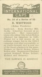 1936 Godfrey Phillips International Caps #26 Ray Westwood Back