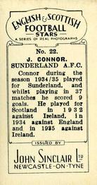 1935 John Sinclair English & Scottish Football Stars #22 Jimmy Connor Back