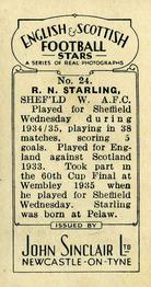 1935 John Sinclair English & Scottish Football Stars #24 Ronnie Starling Back