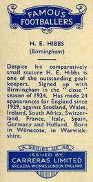 1935 Carreras Famous Footballers #38 H. E. Hibbs Back