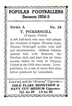 1935 R & J Hill Popular Footballers #24 Tommy Pickersgill Back