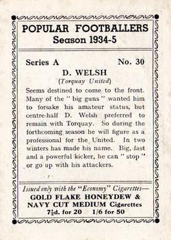 1935 R & J Hill Popular Footballers #30 Don Welsh Back