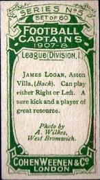 1908 Cohen Weenen Football Captains #NNO James Logan Back