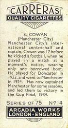 1934 Carreras Footballers #14 Sam Cowan Back