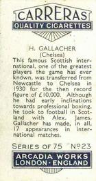 1934 Carreras Footballers #23 Hughie Gallacher Back