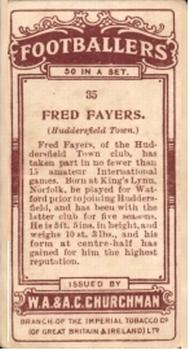 1914 Churchman's Footballers (Brown back) #35 Fred Fayers Back