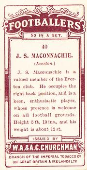 1914 Churchman's Footballers (Brown back) #40 John Maconnachie Back