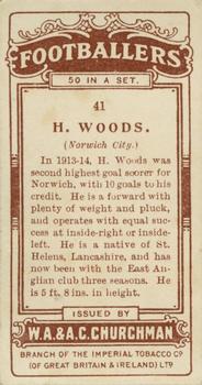 1914 Churchman's Footballers (Brown back) #41 Harry Woods Back