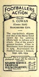 1934 J. A. Pattreiouex Footballers in Action #26 Sam Cowan Back