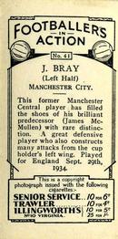 1934 J. A. Pattreiouex Footballers in Action #41 Jackie Bray Back