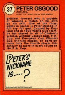 1972 A&BC Red Backs #37 Peter Osgood Back