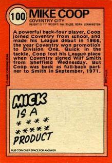 1972 A&BC Red Backs #100 Mick Coop Back