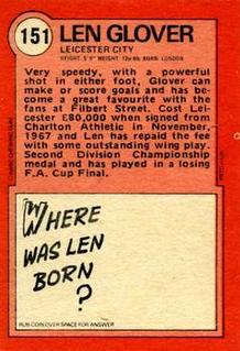 1972 A&BC Red Backs #151 Len Glover Back
