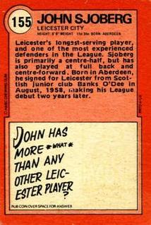 1972 A&BC Red Backs #155 John Sjoberg Back