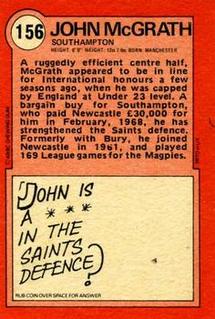 1972 A&BC Red Backs #156 John McGrath Back