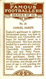 1923 British American Tobacco Famous Footballers #26 Sam Hardy Back