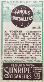 1923 R. & J. Hill Sunripe Cigarettes Famous Footballers #22 Max Woosnam Back