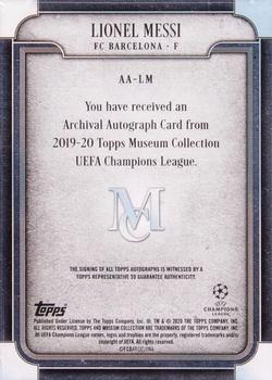 2019-20 Topps Museum Collection UEFA Champions League - Archival Autographs Ruby #AA-LM Lionel Messi Back