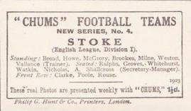 1923 Chums Football Teams #4 Stoke Back