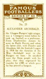 1924 British American Tobacco Famous Footballers #25 Alex Archibald Back