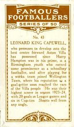 1924 British American Tobacco Famous Footballers #43 Len Capewell Back