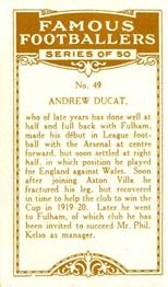 1924 British American Tobacco Famous Footballers #49 Andy Ducat Back