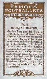 1925 British American Tobacco Famous Footballers #14 Jerry Dawson Back