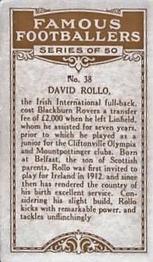 1925 British American Tobacco Famous Footballers #38 David Rollo Back