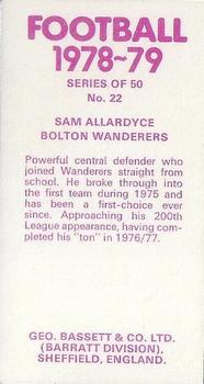 1978-79 Bassett & Co. Football #22 Sam Allardyce Back
