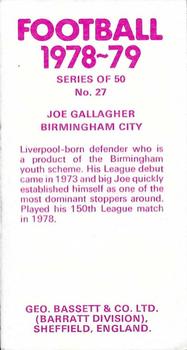 1978-79 Bassett & Co. Football #27 Joe Gallagher Back