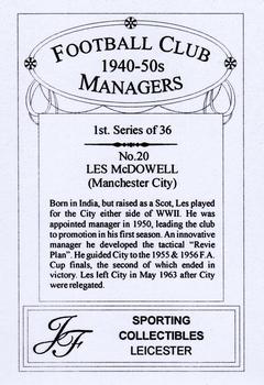 2001 JF Collectibles Football Club Managers 1940-50s #20 Les McDowall Back