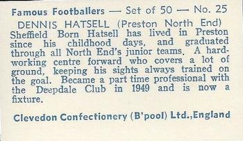 1961 Clevedon Confectionery Famous Footballers #25 Dennis Hatsell Back