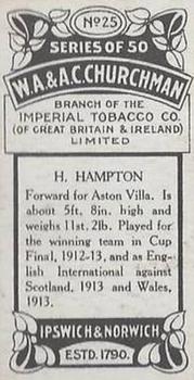 1914 Churchman's Footballers #25 Harry Hampton Back